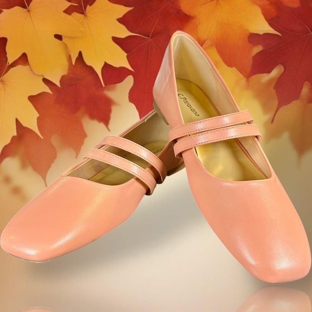 NWOT C. Paravano Square Toe Double Strap Mary Jane Flats in Pink Size 41 = 10.5 - Picture 16 of 16